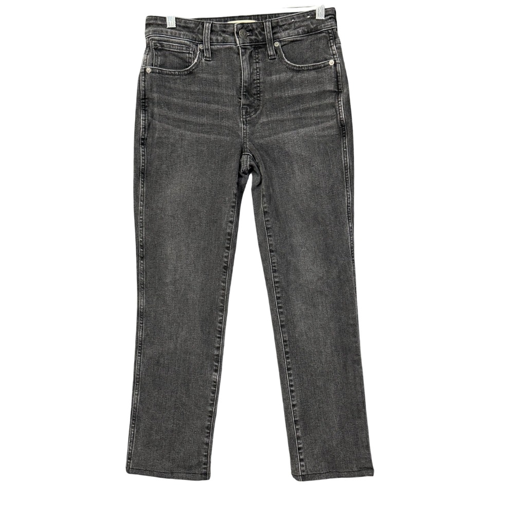 Madewell Curvy Mid-Rise Stovepipe Jeans Womens 26 Gray Denim Straight Leg Hemmed